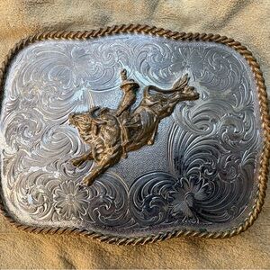 Montana Silversmiths Silver and Gold Cowboy Belt Buckle